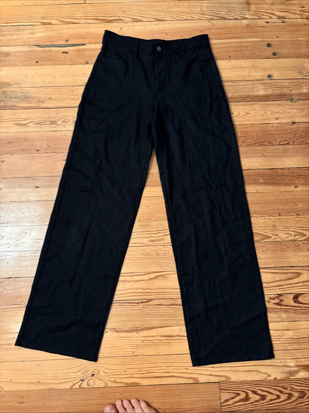 Gap Black 4T Tall Linen-Cotton Wide-Leg Pants 877629